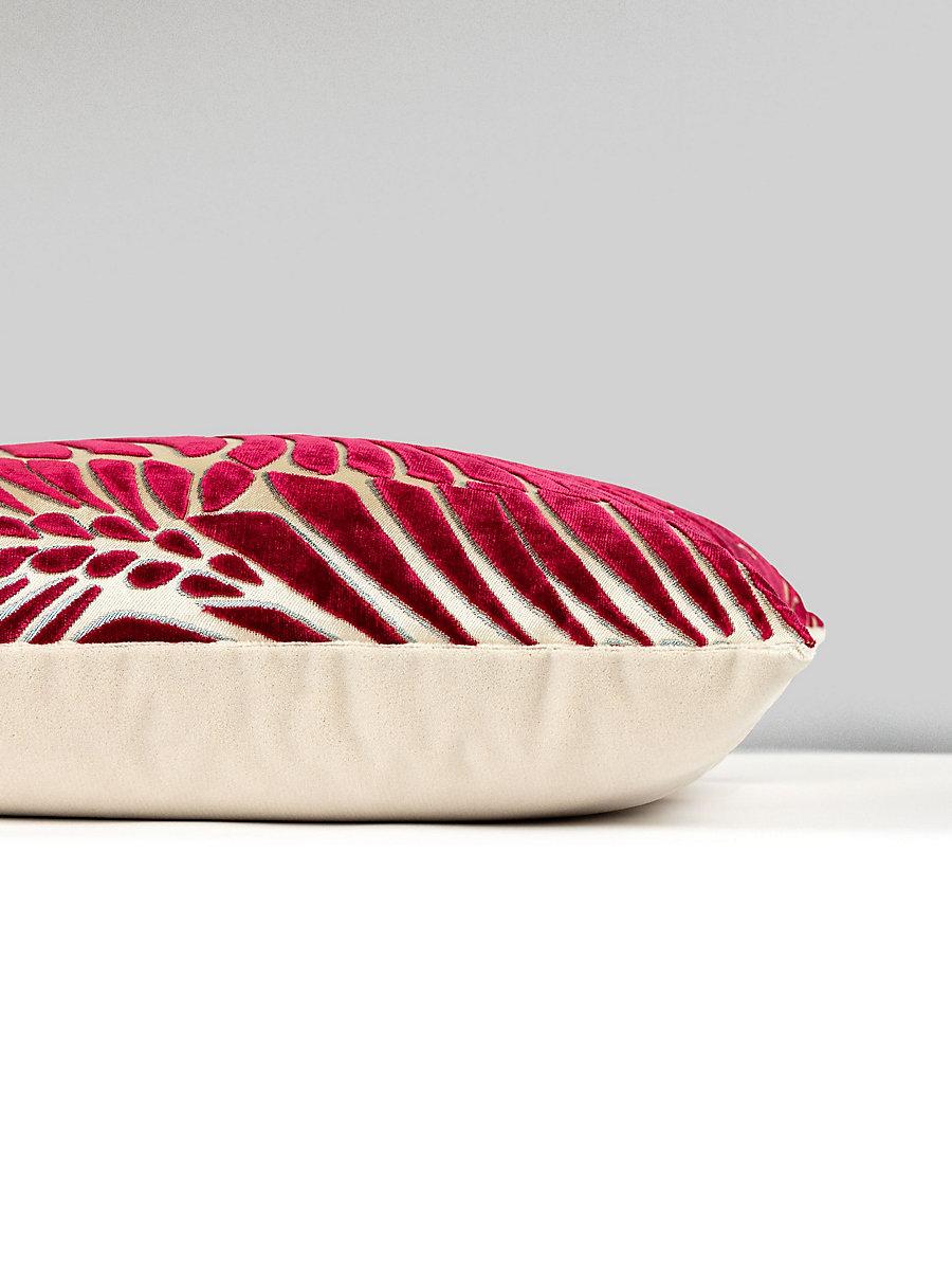 Scalamandre Plumes / Velvet 22 X 22 - Cerise / Beige Decorative Pillow