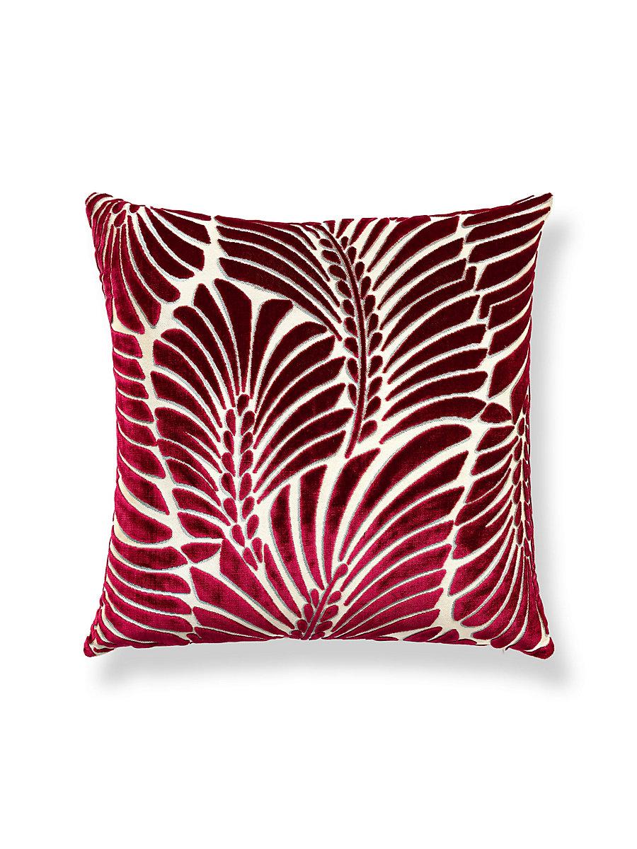 Scalamandre Plumes / Velvet 22 X 22 - Cerise / Beige Decorative Pillow