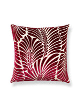 Scalamandre Plumes / Velvet 22 X 22 - Cerise / Beige Decorative Pillow