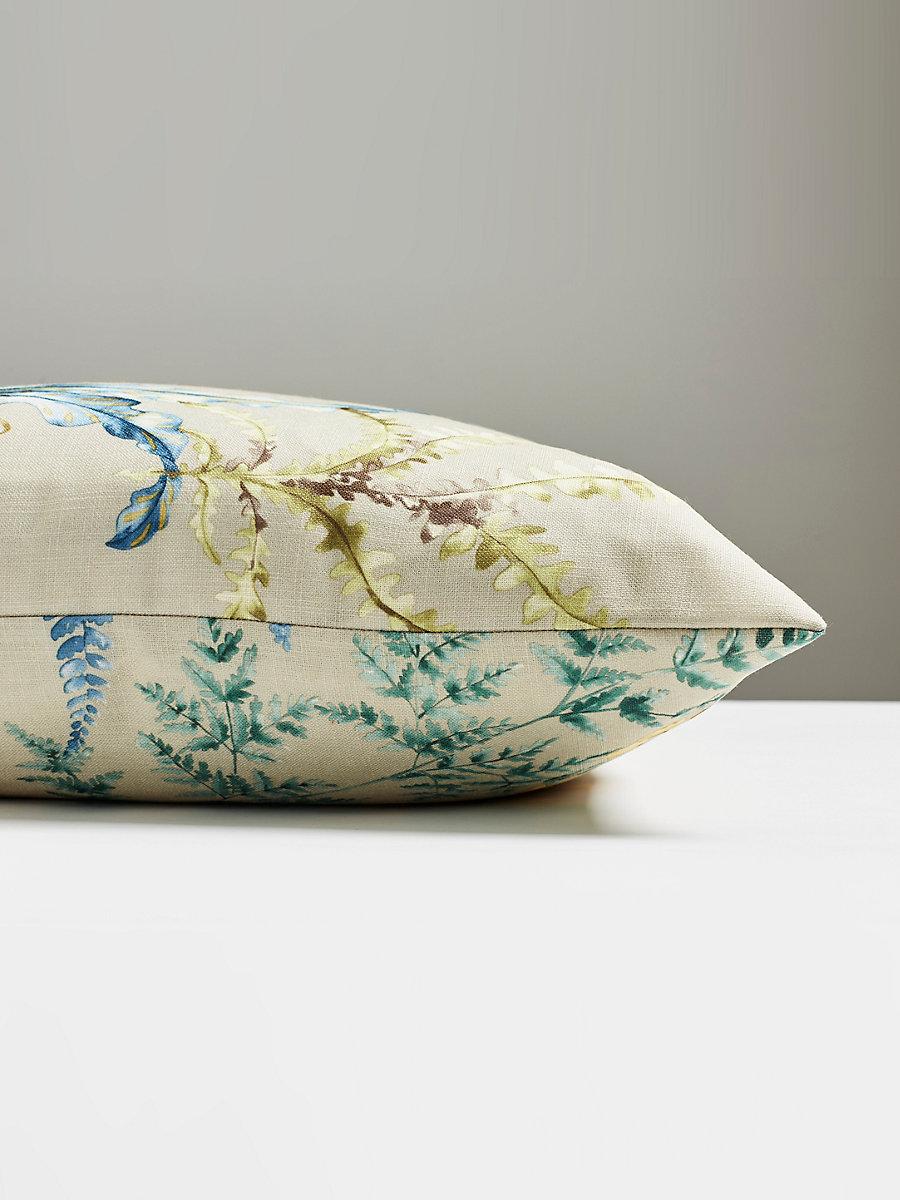 Scalamandre Wethersfield Fern 22 X 22 - Khaki Blue Decorative Pillow