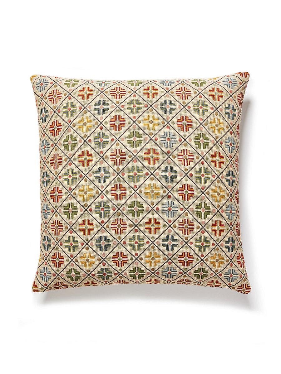 Scalamandre Kirov 22 X 22 - Multi / Cream Decorative Pillow