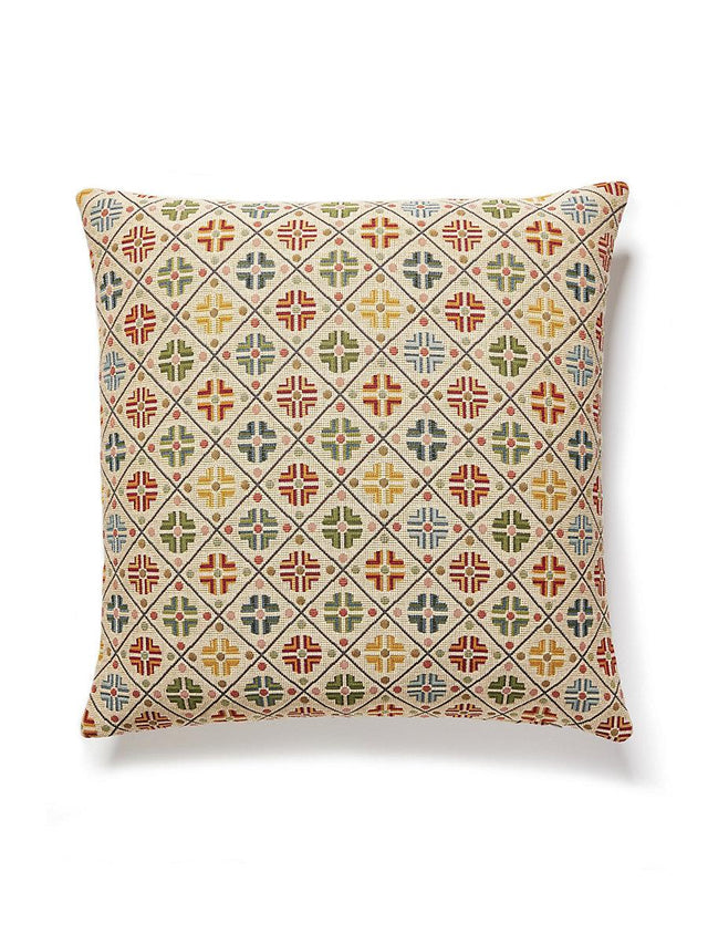 Scalamandre Kirov 22 X 22 - Multi / Cream Decorative Pillow