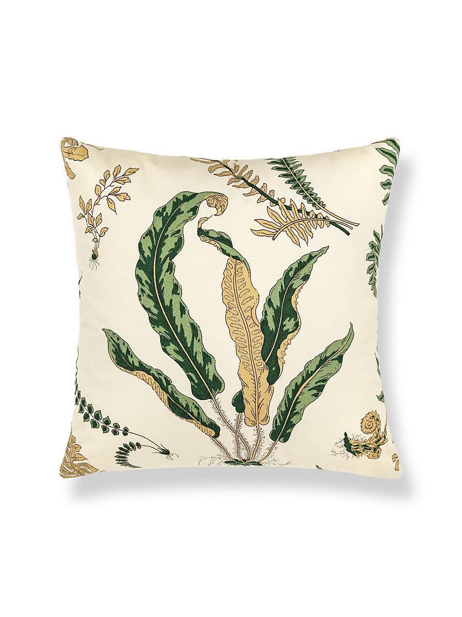 Scalamandre Elsie De Wolfe Outdoor 22 X 22 - Greens On Off-White Decorative Pillow
