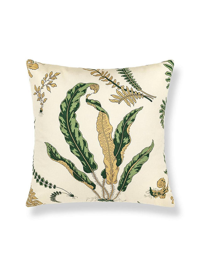 Scalamandre Elsie De Wolfe Outdoor 22 X 22 - Greens On Off-White Decorative Pillow