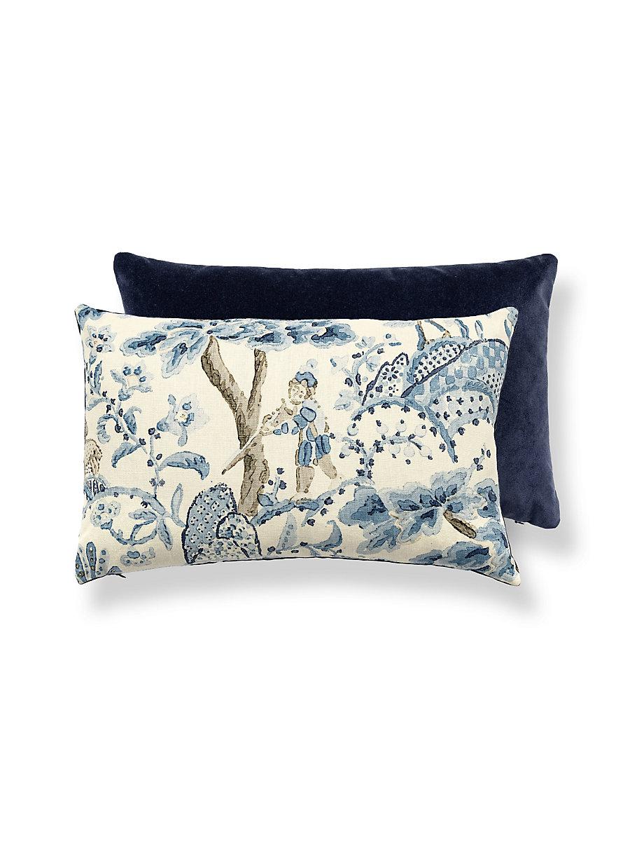 Scalamandre Kelmescott / Aurora 14 X 22 - Porcelain / Navy Decorative Pillow