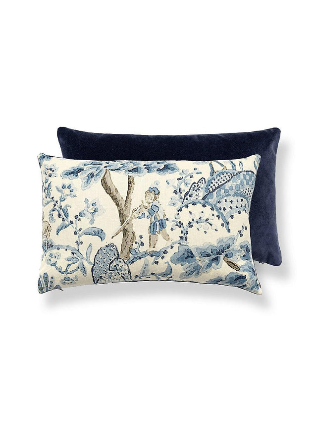 Scalamandre Kelmescott / Aurora 14 X 22 - Porcelain / Navy Decorative Pillow