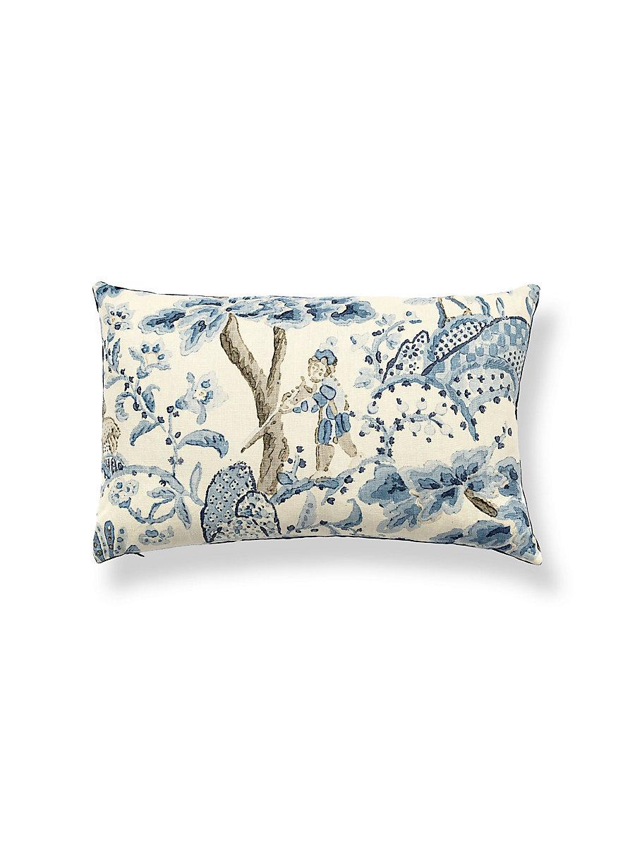 Scalamandre Kelmescott / Aurora 14 X 22 - Porcelain / Navy Decorative Pillow