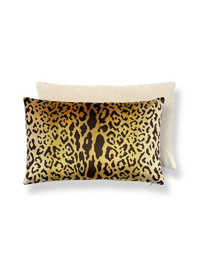 Scalamandre Leopardo / Velvet 22 X 14 - Gold & Black / Beige Decorative Pillow
