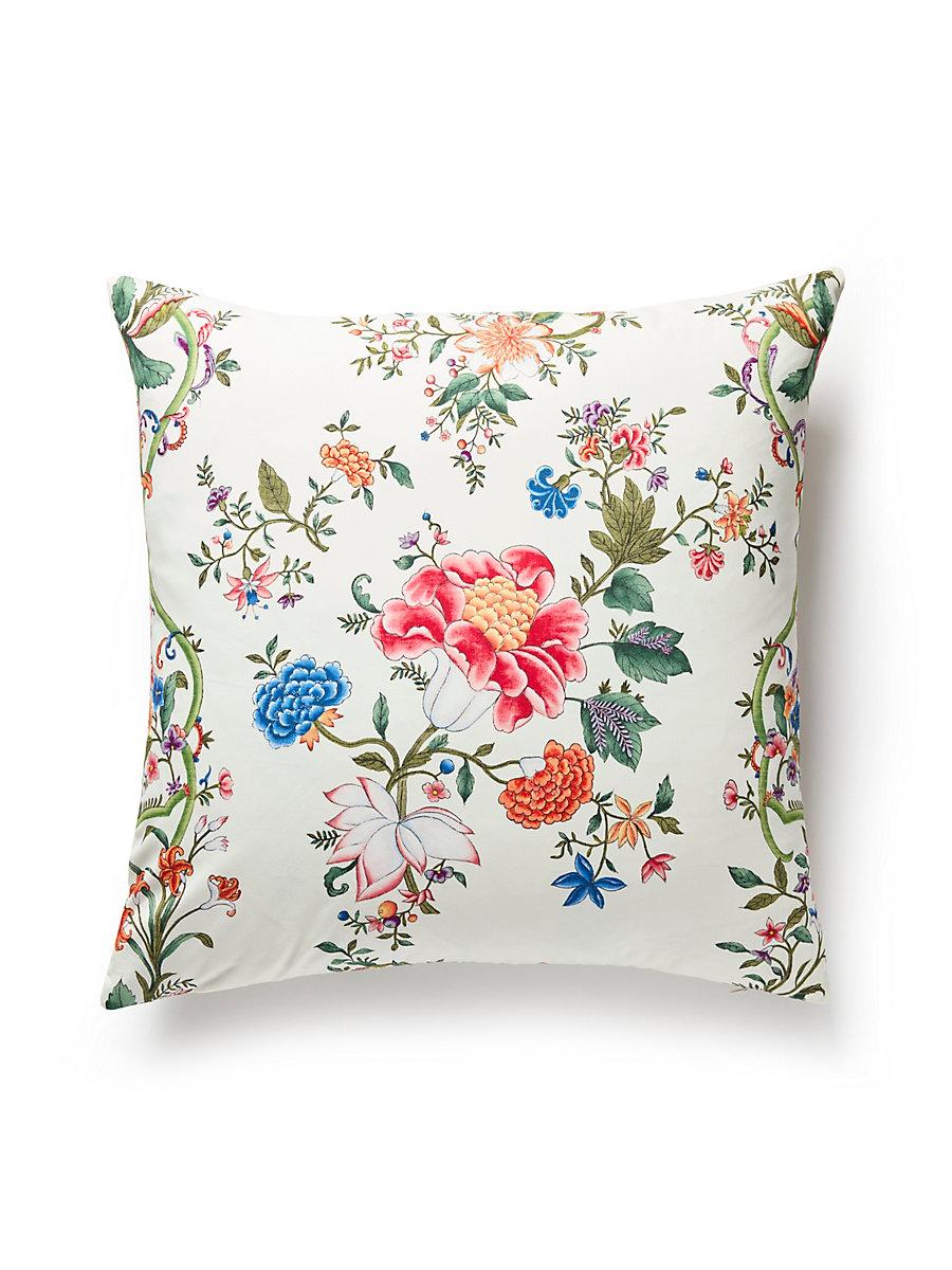Scalamandre Camellia Trellis 22 X 22 - Cream Multi Decorative Pillow