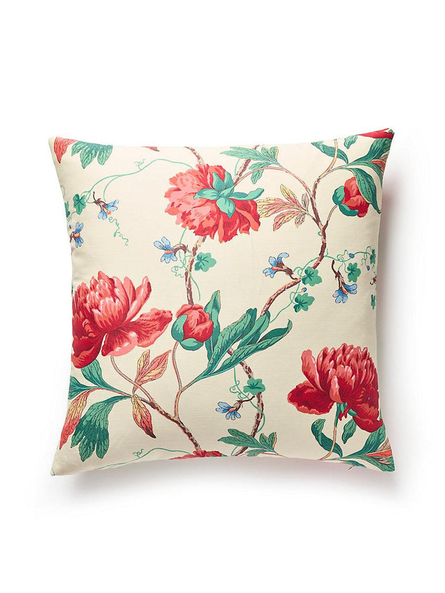 Scalamandre Isadora Print 22 X 22 - Red Multi Decorative Pillow