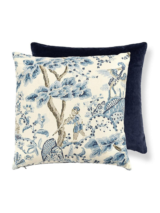 Scalamandre Kelmescott / Aurora 22 X 22 - Porcelain / Navy Decorative Pillow