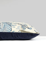 Scalamandre Kelmescott / Aurora 22 X 22 - Porcelain / Navy Decorative Pillow