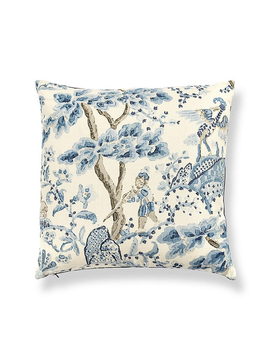 Scalamandre Kelmescott / Aurora 22 X 22 - Porcelain / Navy Decorative Pillow