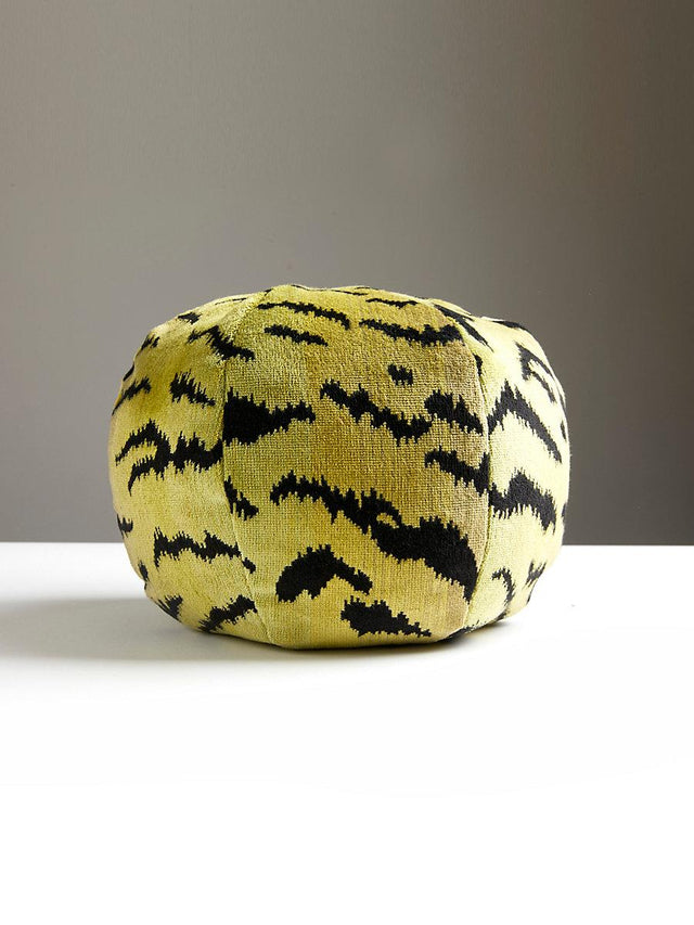 Scalamandre Tigre | Silk 12 Dia - Greens & Black Decorative Pillow