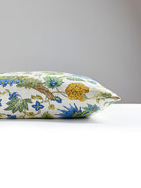 Scalamandre Fleurs Tropicales 22 X 22 - Blue And Gold Decorative Pillow