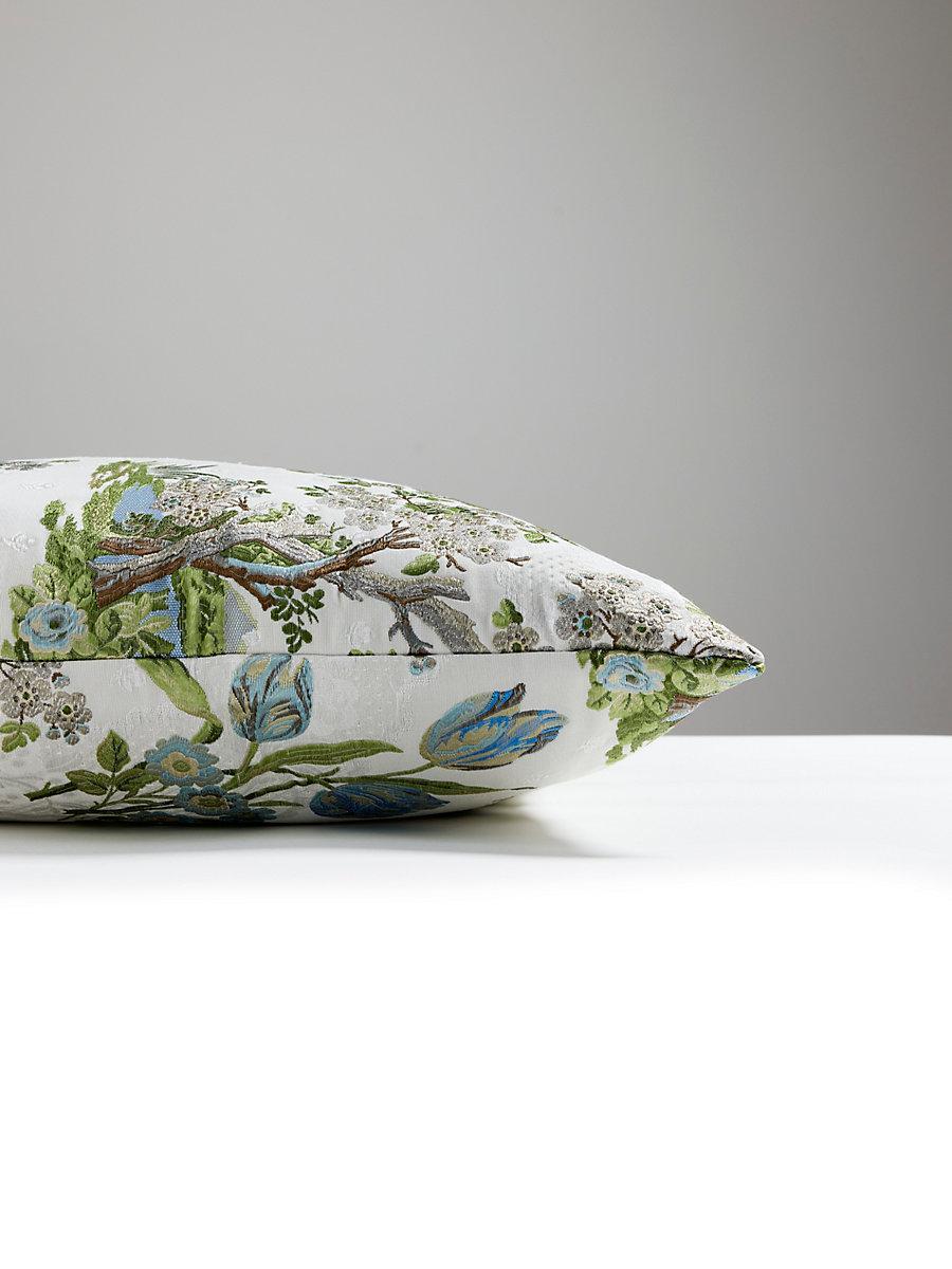 Scalamandre Avignon Brocade 22 X 22 - Porcelain On White Decorative Pillow