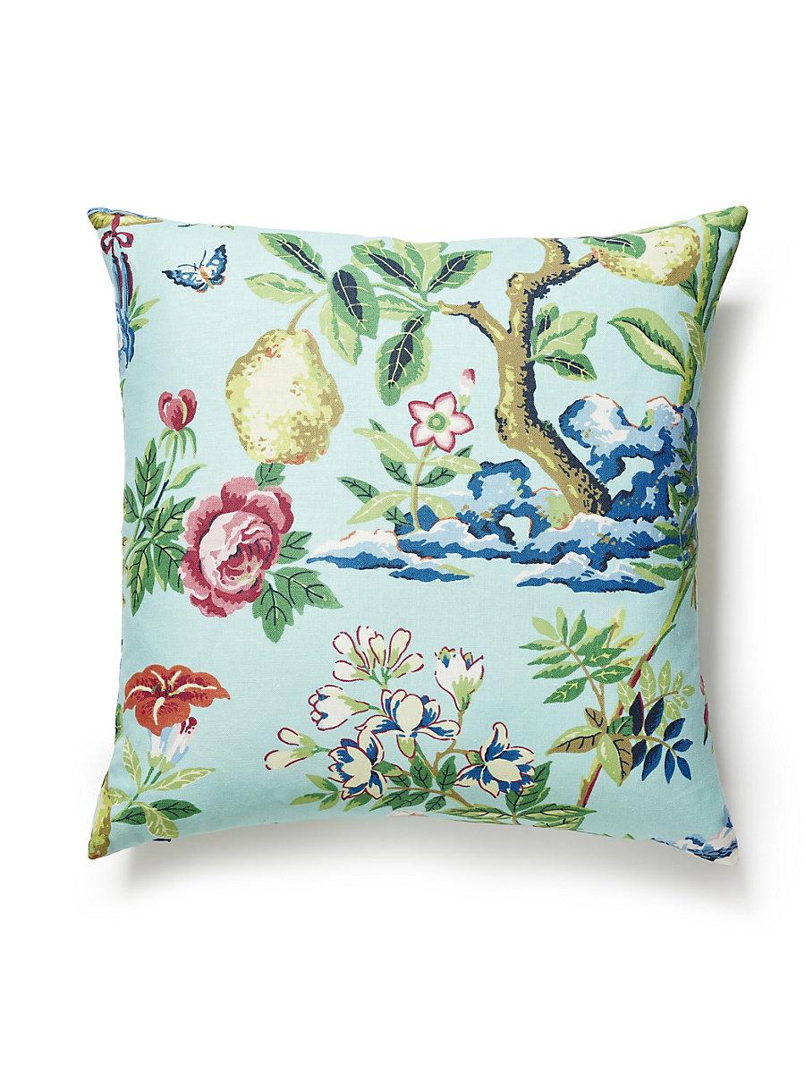 Scalamandre Shantung Garden 24 X 24 - Aquamarine Decorative Pillow