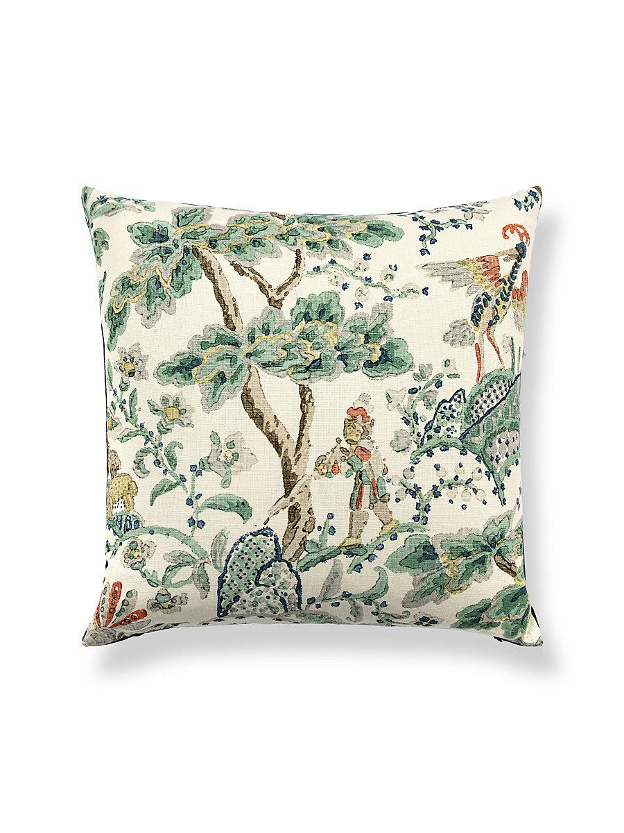 Scalamandre Kelmescott / Aurora 22 X 22 - Leaf On Ivory / Navy Decorative Pillow