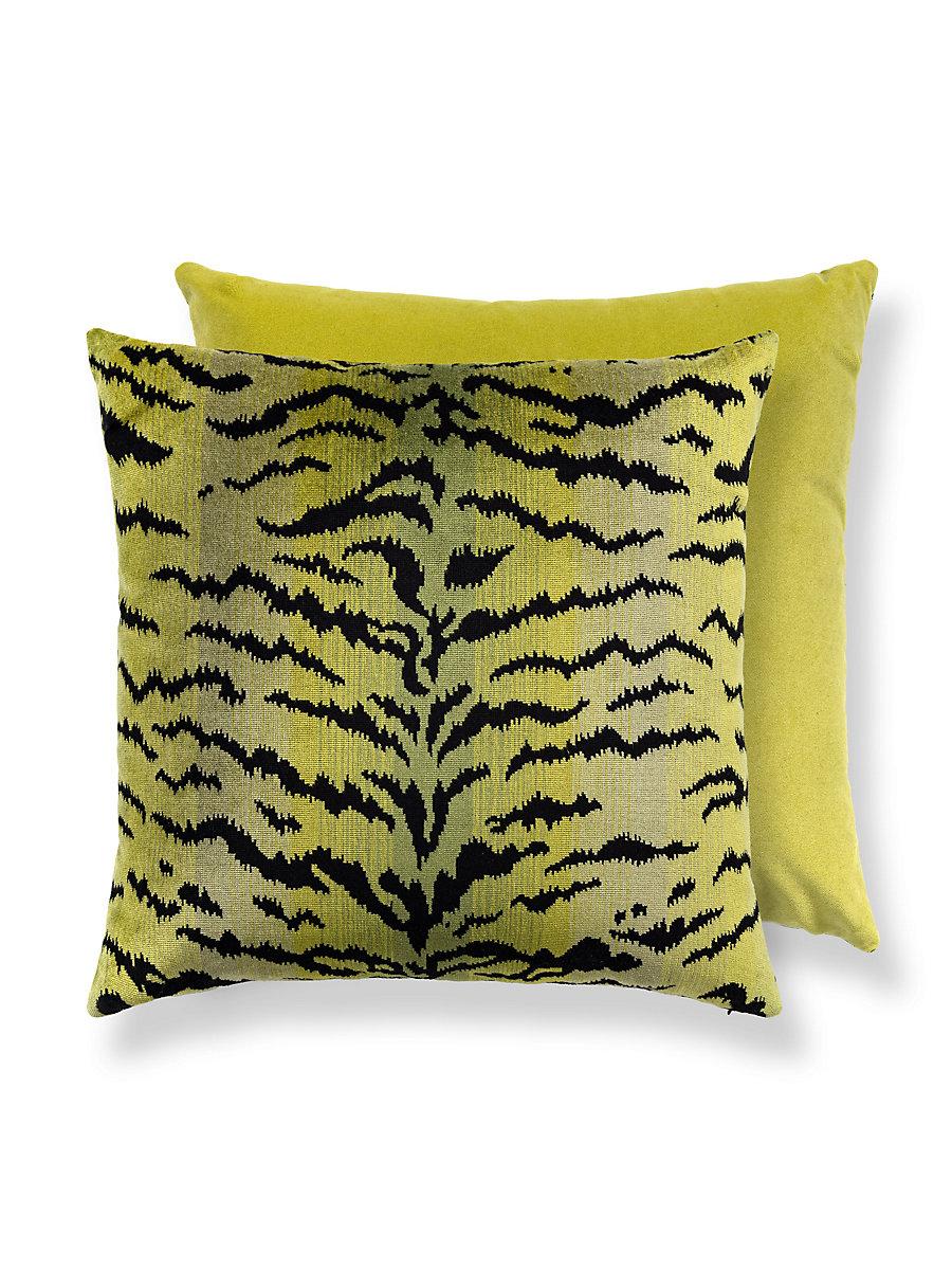 Scalamandre Tigre/Velvet 22 X 22 - Greens & Black / Chartreuse Decorative Pillow