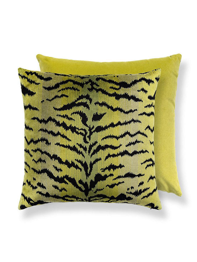 Scalamandre Tigre/Velvet 22 X 22 - Greens & Black / Chartreuse Decorative Pillow