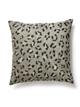 Scalamandre Broderie Leopard 22 X 22 - Ebony On Silver Decorative Pillow