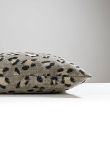 Scalamandre Broderie Leopard 22 X 22 - Ebony On Silver Decorative Pillow