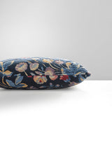 Scalamandre Millefleur Velvet 22 X 22 - Navy Lilac Decorative Pillow