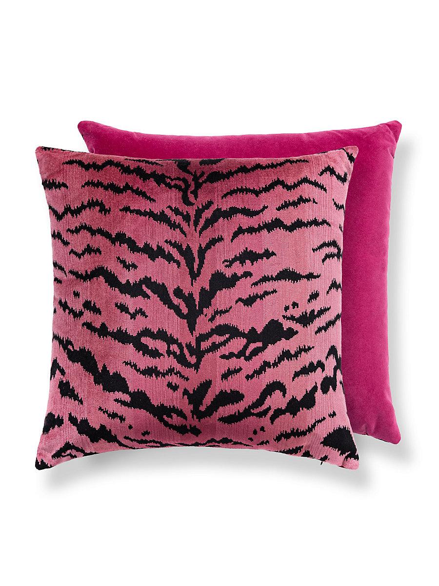 Scalamandre Tigre/Velvet 22 X 22 - Reds & Black / Fuchsia Decorative Pillow