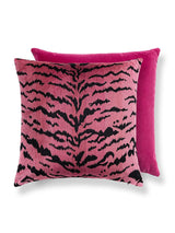 Scalamandre Tigre/Velvet 22 X 22 - Reds & Black / Fuchsia Decorative Pillow