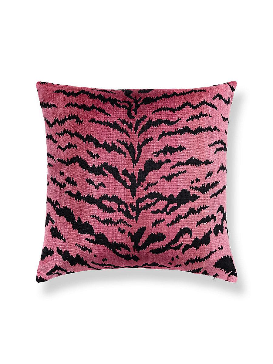 Scalamandre Tigre/Velvet 22 X 22 - Reds & Black / Fuchsia Decorative Pillow