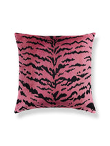 Scalamandre Tigre/Velvet 22 X 22 - Reds & Black / Fuchsia Decorative Pillow