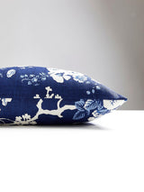 Scalamandre Ascot Linen Print 22 X 22 - Indigo Decorative Pillow