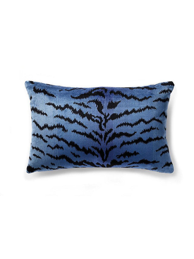 Scalamandre Tigre | Silk 14 X 22 - Blues & Black Decorative Pillow