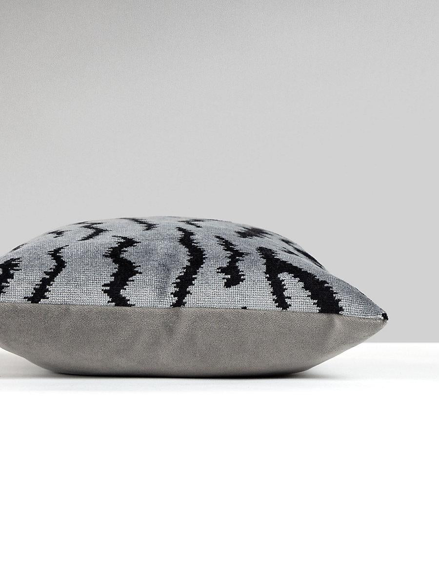 Scalamandre Tigre/Velvet 22 X 14 - Silver & Black / Grey Flannel Decorative Pillow