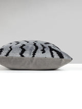 Scalamandre Tigre/Velvet 22 X 14 - Silver & Black / Grey Flannel Decorative Pillow