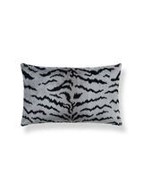 Scalamandre Tigre/Velvet 22 X 14 - Silver & Black / Grey Flannel Decorative Pillow