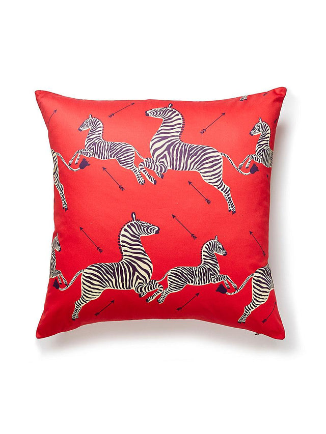 Scalamandre Zebras Petite 22 X 22 - Masai Red Decorative Pillow