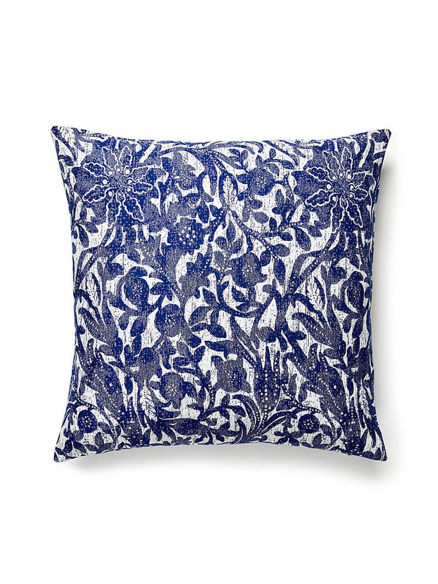 Scalamandre Bali Floral Outdoor 22 X 22 - Ultramarine Decorative Pillow