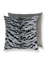 Scalamandre Tigre/Velvet 22 X 22 - Silver & Black / Grey Flannel Decorative Pillow