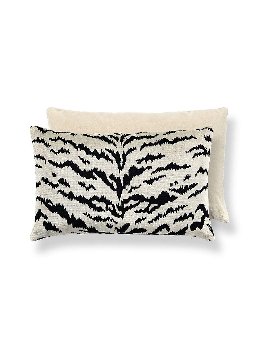 Scalamandre Tigre/Velvet 22 X 14 - Off-White & Black / Oyster Decorative Pillow