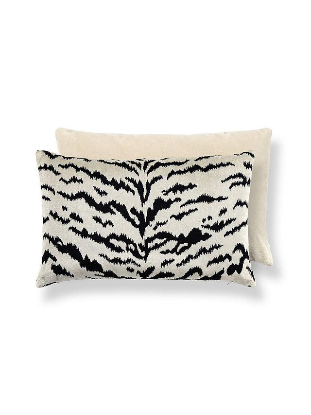 Scalamandre Tigre/Velvet 22 X 14 - Off-White & Black / Oyster Decorative Pillow
