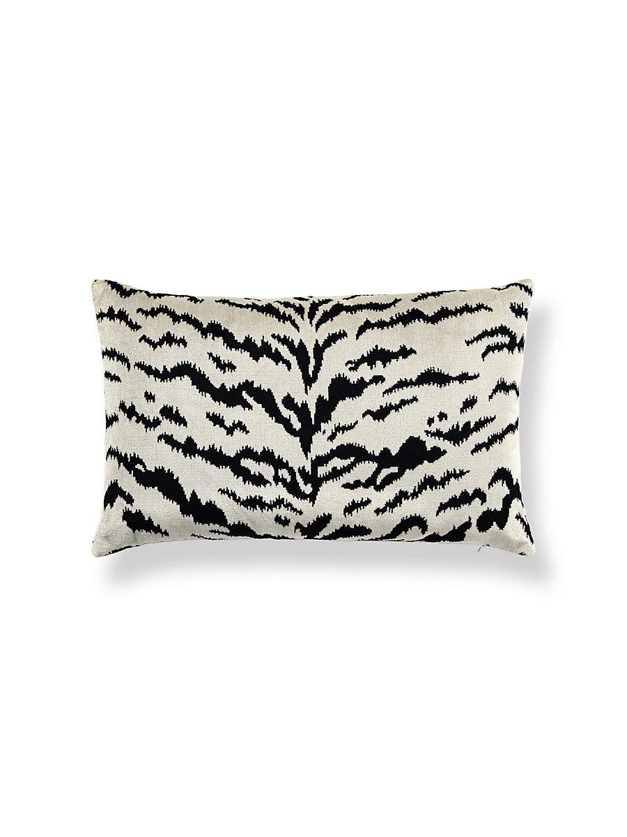 Scalamandre Tigre/Velvet 22 X 14 - Off-White & Black / Oyster Decorative Pillow