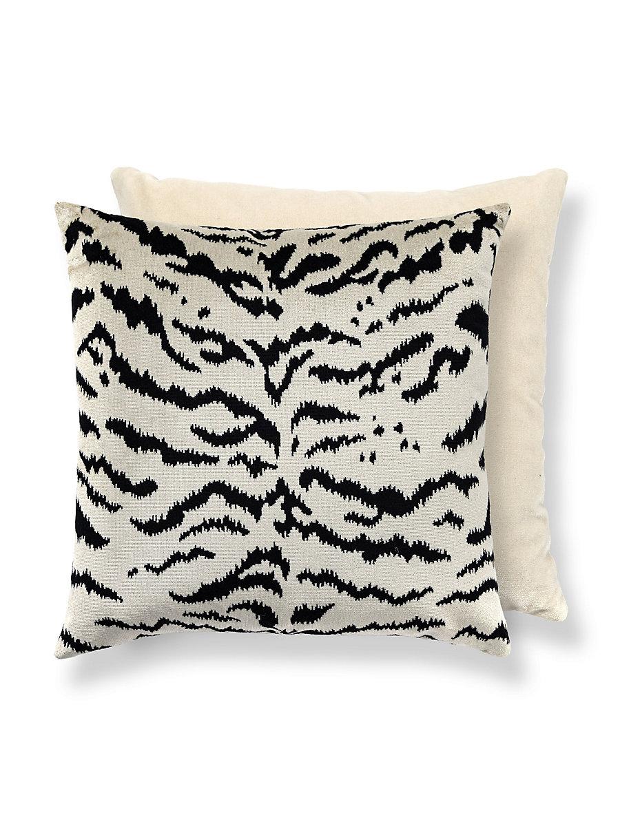 Scalamandre Tigre/Velvet 22 X 22 - Off-White & Black / Oyster Decorative Pillow