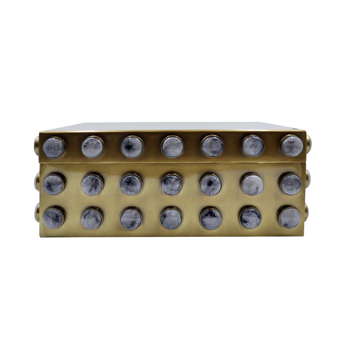 Worlds Away Large Rectangle Brass Box With Resin Appliques