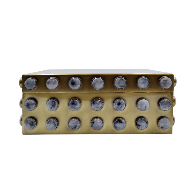 Worlds Away Large Rectangle Brass Box With Resin Appliques