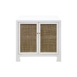 Worlds Away Cane Cabinet W. Brass Hardware In Wh Lacquer