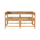 Worlds Away Rattan Bench With Seagrass Wrapped Seat And Seat Back