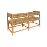 Worlds Away Rattan Bench With Seagrass Wrapped Seat And Seat Back