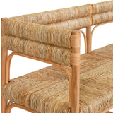 Worlds Away Rattan Bench With Seagrass Wrapped Seat And Seat Back
