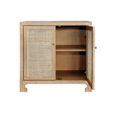 Worlds Away Two Door Cane Cabinet With Brass Hardware In Cerused Oak
